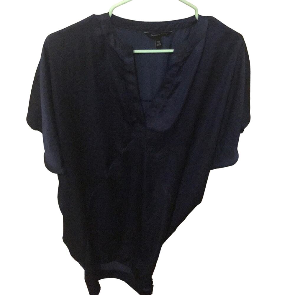 Banana Republic Navy Blue Tunic Dress XS Short Sleeve V Neck with Pockets